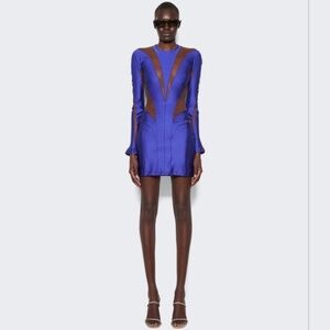 Mugler Long sleeve illusion mini dress
